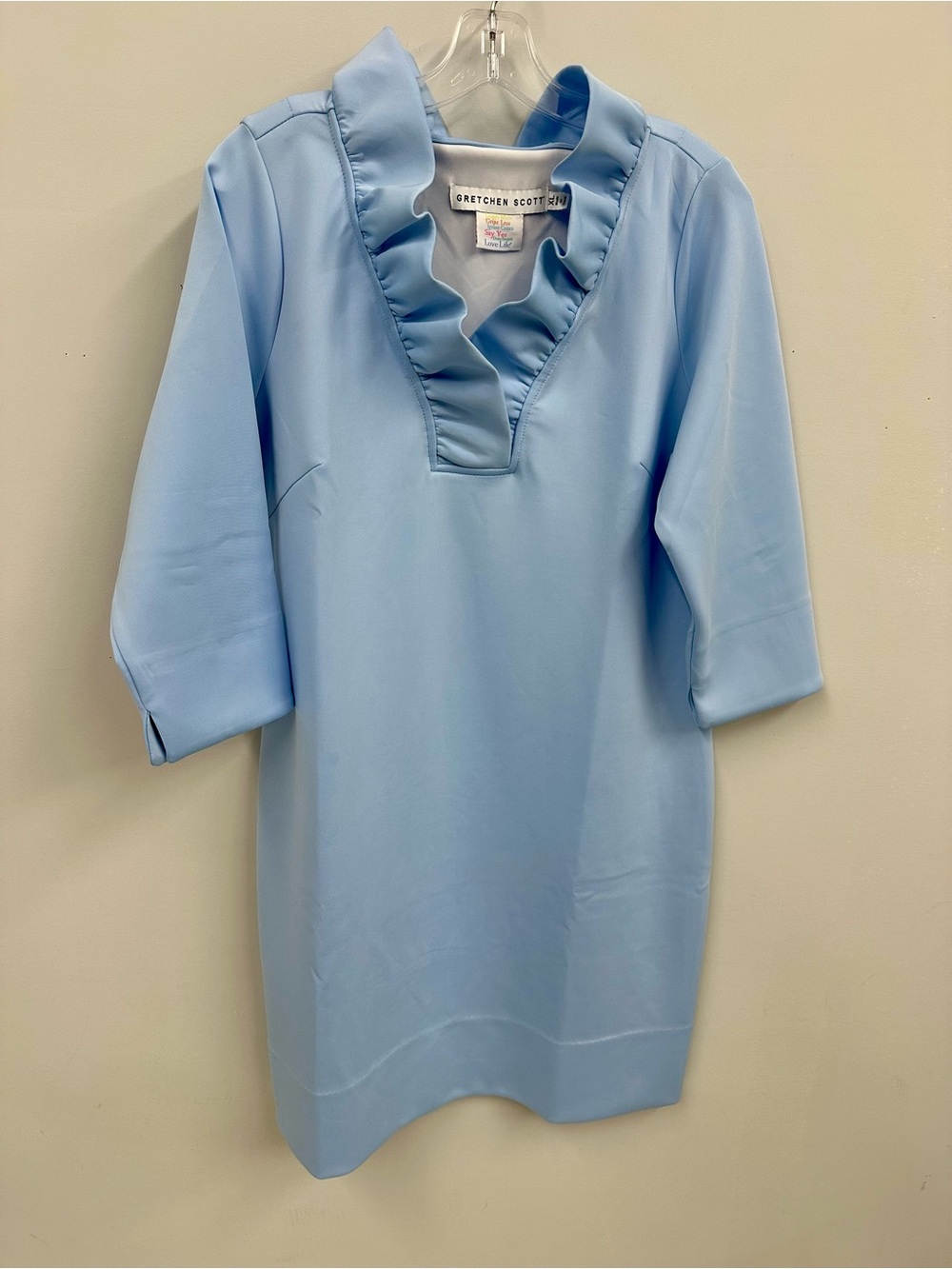 Gretchen Scott Designs Sky Blue Ruffle V-Neck Tunic Dress